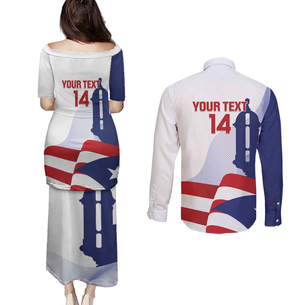 Custom Puerto Rico Football Couples Matching Puletasi and Long Sleeve Button Shirt Vamos Los Boricuas