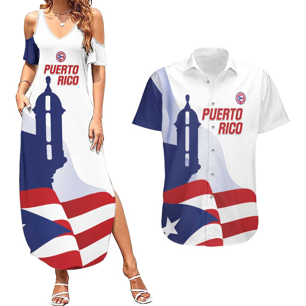 Custom Puerto Rico Football Couples Matching Summer Maxi Dress and Hawaiian Shirt Vamos Los Boricuas