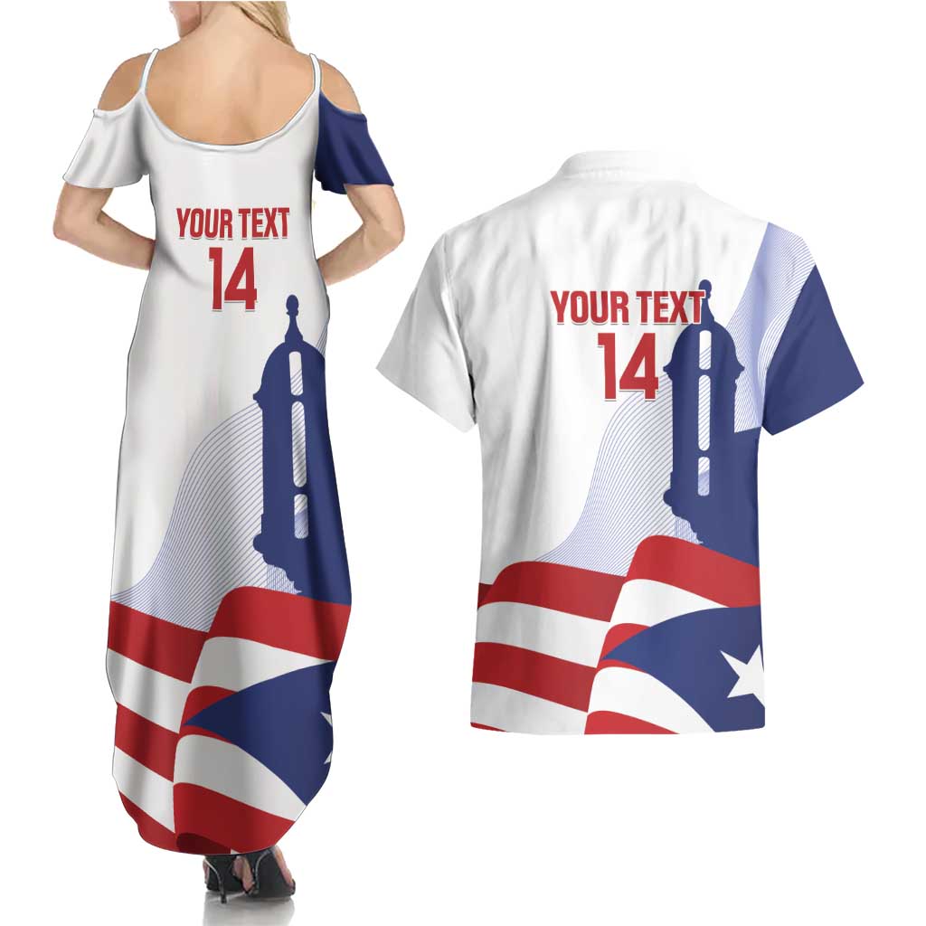 Custom Puerto Rico Football Couples Matching Summer Maxi Dress and Hawaiian Shirt Vamos Los Boricuas