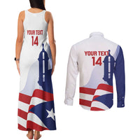 Custom Puerto Rico Football Couples Matching Tank Maxi Dress and Long Sleeve Button Shirt Vamos Los Boricuas