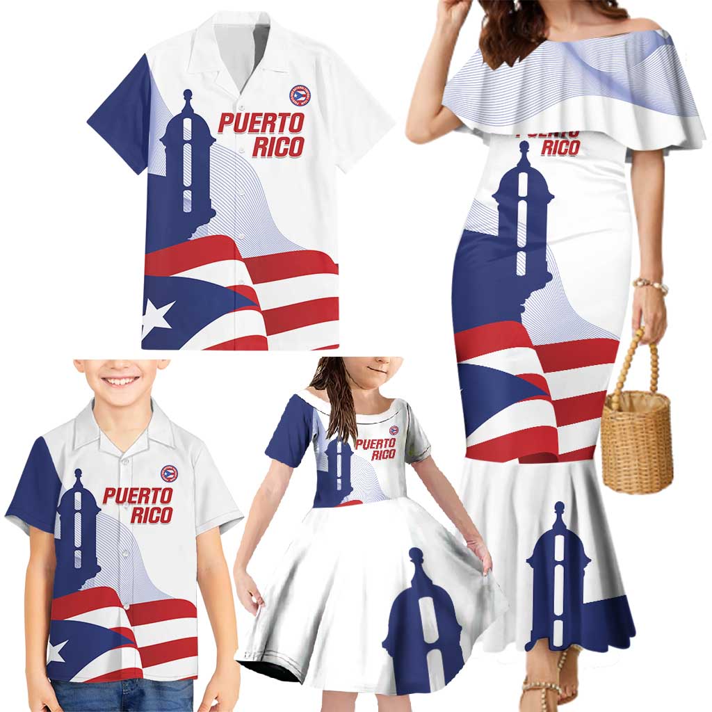 Custom Puerto Rico Football Family Matching Mermaid Dress and Hawaiian Shirt Vamos Los Boricuas
