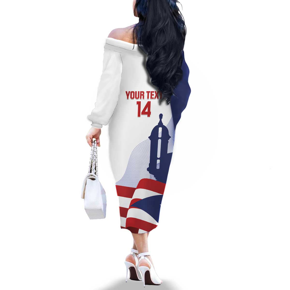 Custom Puerto Rico Football Family Matching Off The Shoulder Long Sleeve Dress and Hawaiian Shirt Vamos Los Boricuas