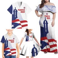Custom Puerto Rico Football Family Matching Off Shoulder Maxi Dress and Hawaiian Shirt Vamos Los Boricuas