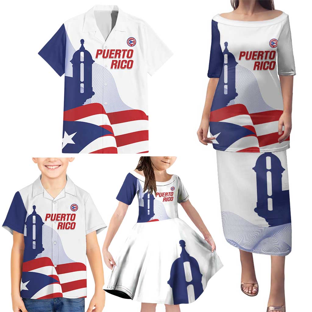 Custom Puerto Rico Football Family Matching Puletasi and Hawaiian Shirt Vamos Los Boricuas