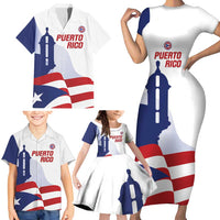Custom Puerto Rico Football Family Matching Short Sleeve Bodycon Dress and Hawaiian Shirt Vamos Los Boricuas
