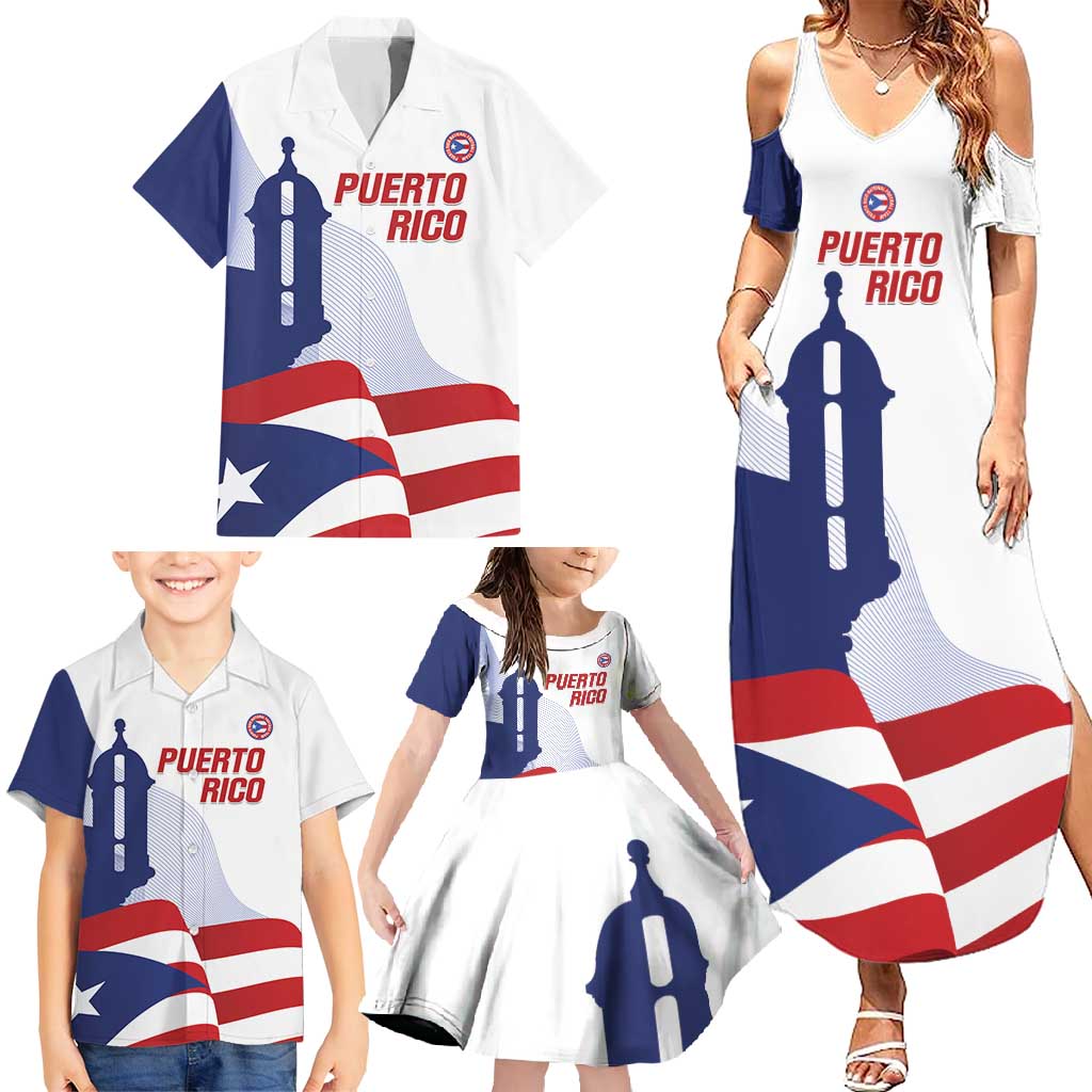 Custom Puerto Rico Football Family Matching Summer Maxi Dress and Hawaiian Shirt Vamos Los Boricuas