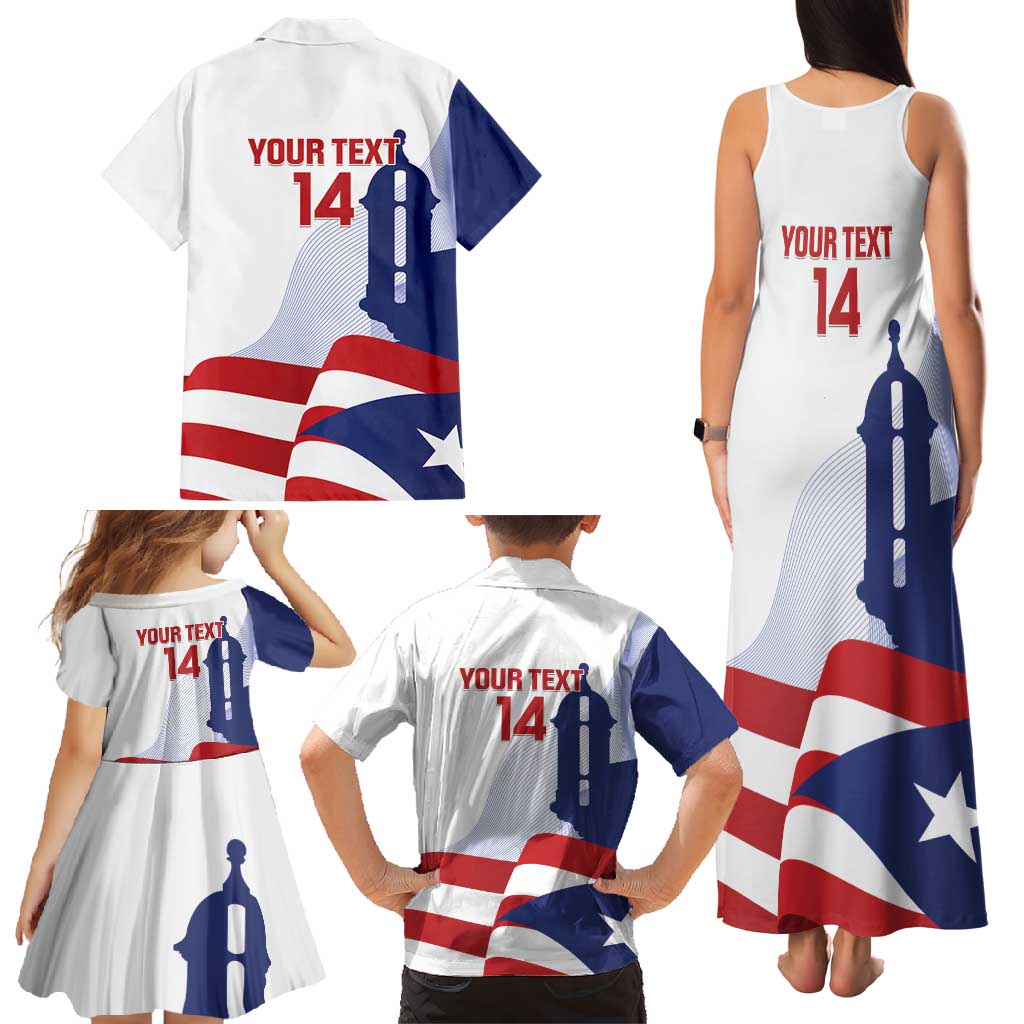Custom Puerto Rico Football Family Matching Tank Maxi Dress and Hawaiian Shirt Vamos Los Boricuas