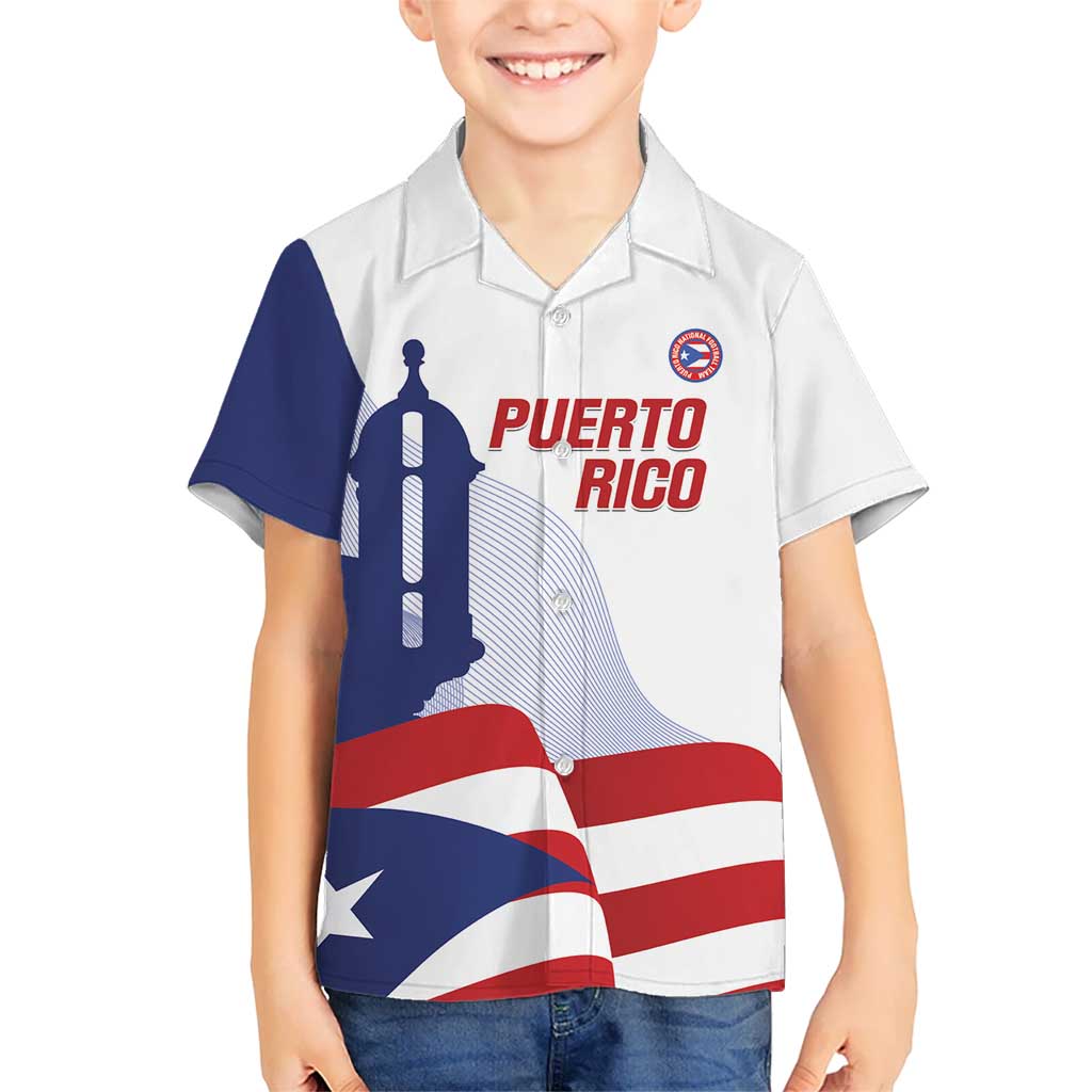 Custom Puerto Rico Football Kid Hawaiian Shirt Vamos Los Boricuas