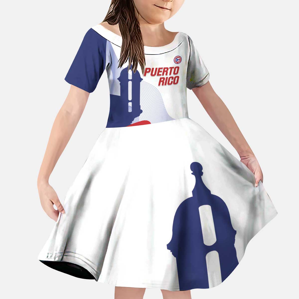 Custom Puerto Rico Football Kid Short Sleeve Dress Vamos Los Boricuas