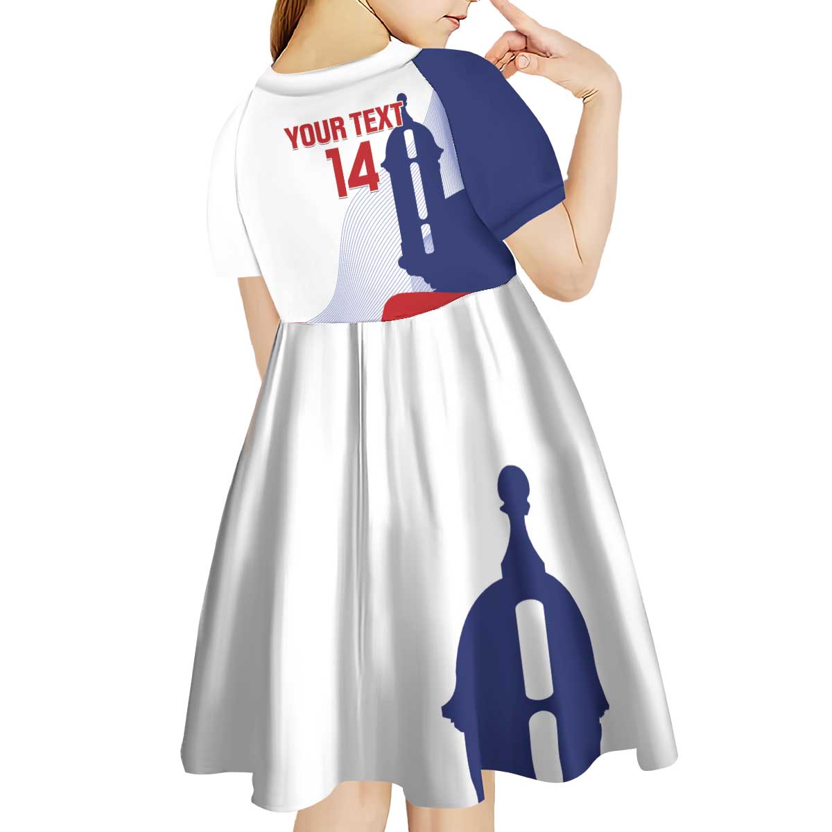 Custom Puerto Rico Football Kid Short Sleeve Dress Vamos Los Boricuas