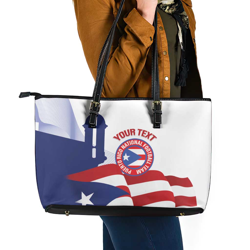 Custom Puerto Rico Football Leather Tote Bag Vamos Los Boricuas
