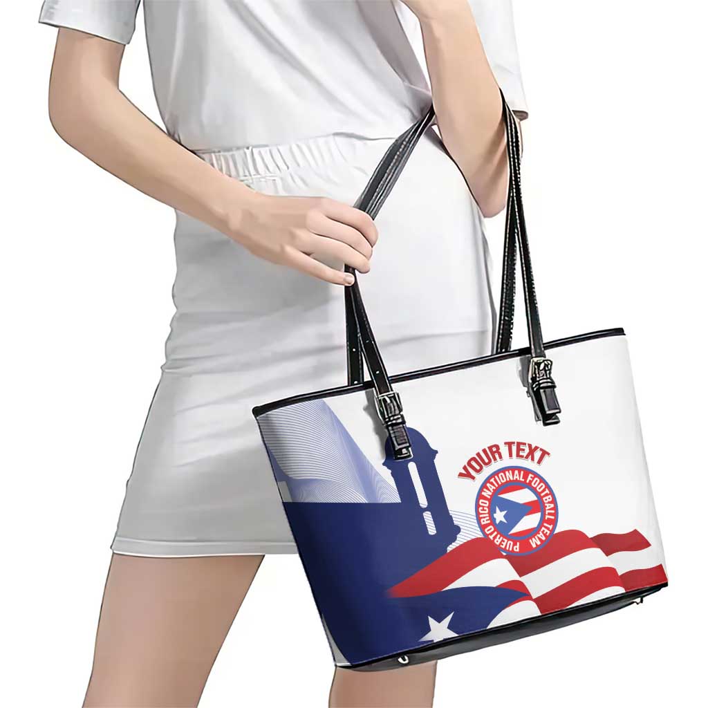 Custom Puerto Rico Football Leather Tote Bag Vamos Los Boricuas