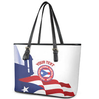 Custom Puerto Rico Football Leather Tote Bag Vamos Los Boricuas