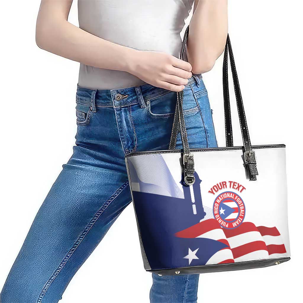 Custom Puerto Rico Football Leather Tote Bag Vamos Los Boricuas