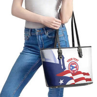 Custom Puerto Rico Football Leather Tote Bag Vamos Los Boricuas