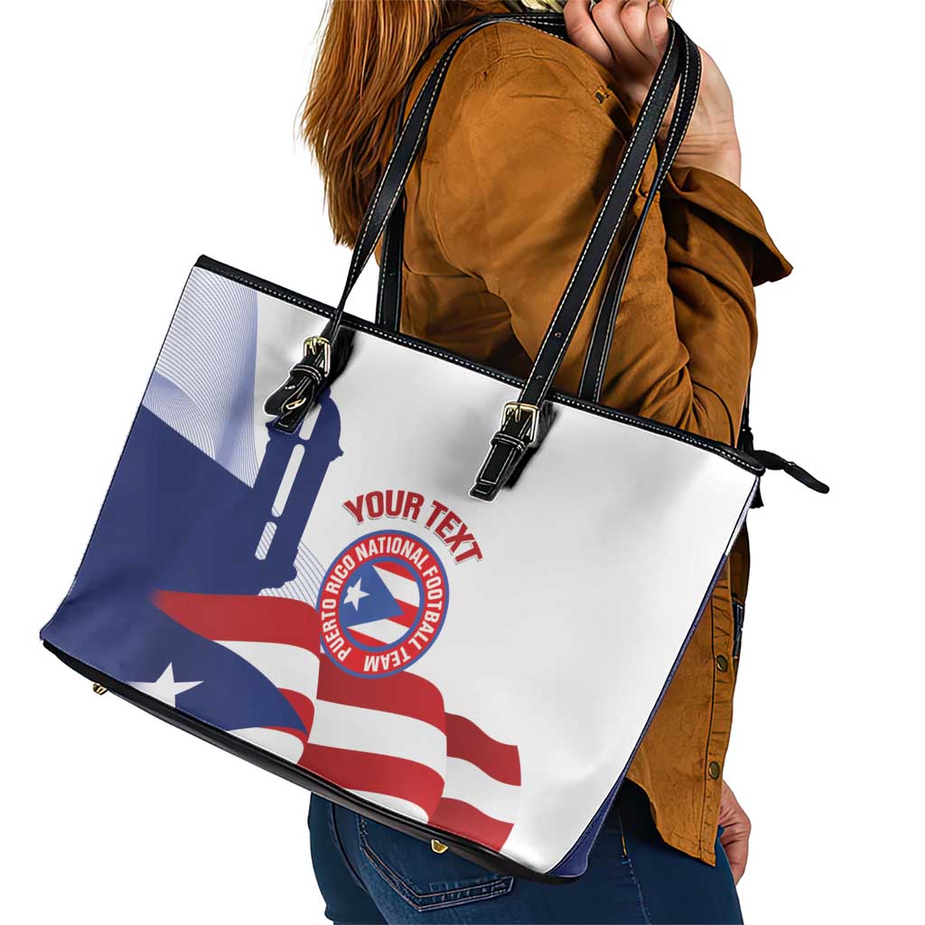 Custom Puerto Rico Football Leather Tote Bag Vamos Los Boricuas