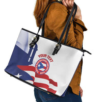 Custom Puerto Rico Football Leather Tote Bag Vamos Los Boricuas