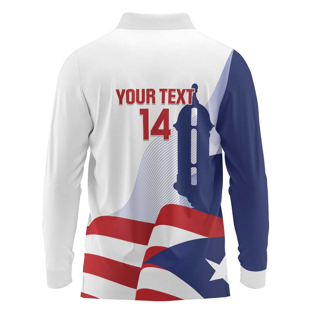 Custom Puerto Rico Football Long Sleeve Polo Shirt Vamos Los Boricuas