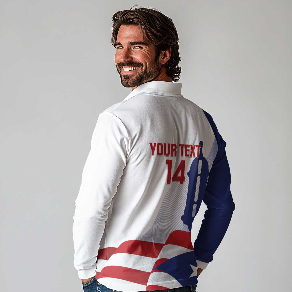 Custom Puerto Rico Football Long Sleeve Polo Shirt Vamos Los Boricuas