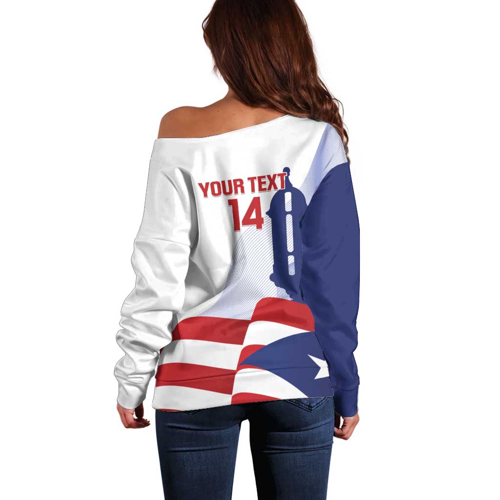 Custom Puerto Rico Football Off Shoulder Sweater Vamos Los Boricuas