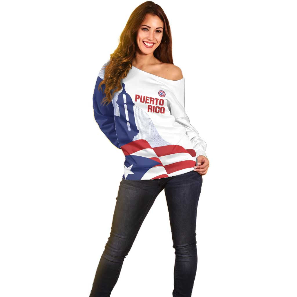 Custom Puerto Rico Football Off Shoulder Sweater Vamos Los Boricuas