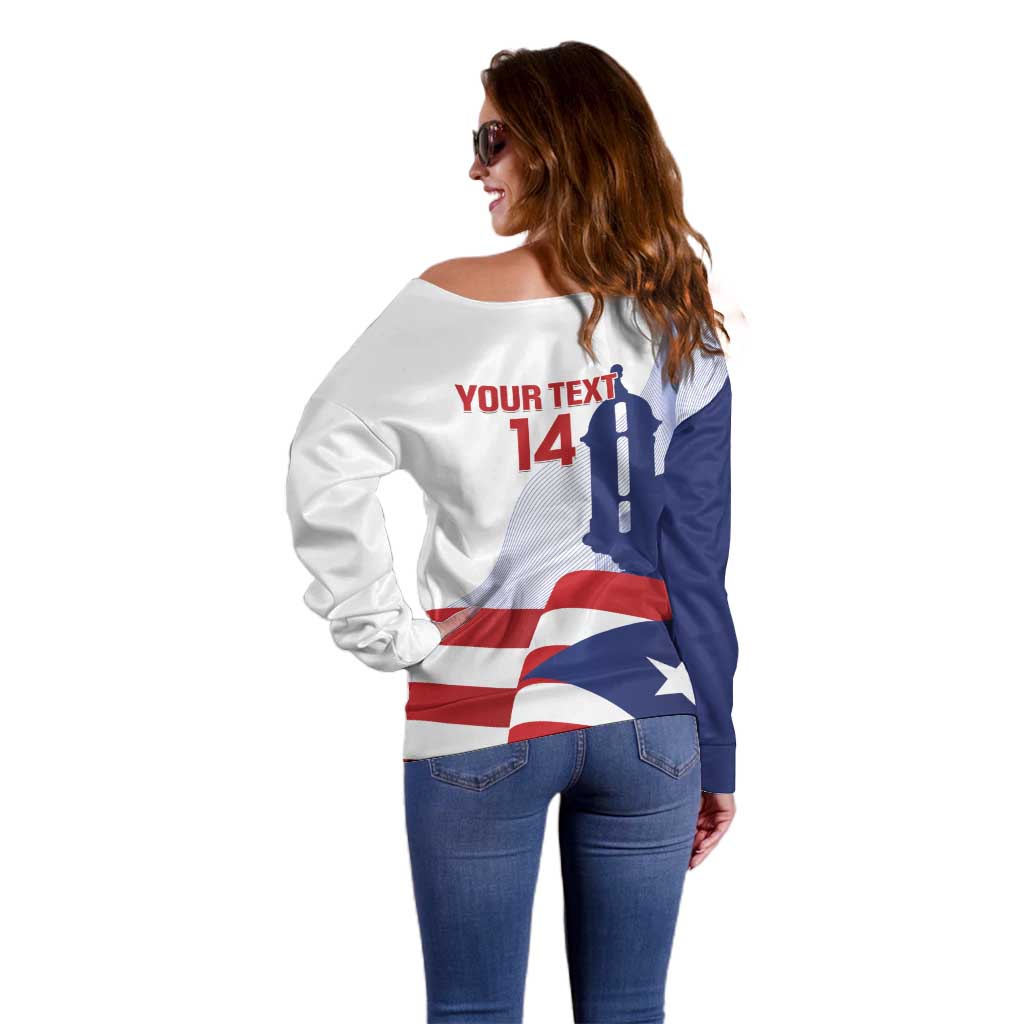 Custom Puerto Rico Football Off Shoulder Sweater Vamos Los Boricuas