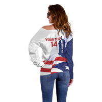 Custom Puerto Rico Football Off Shoulder Sweater Vamos Los Boricuas