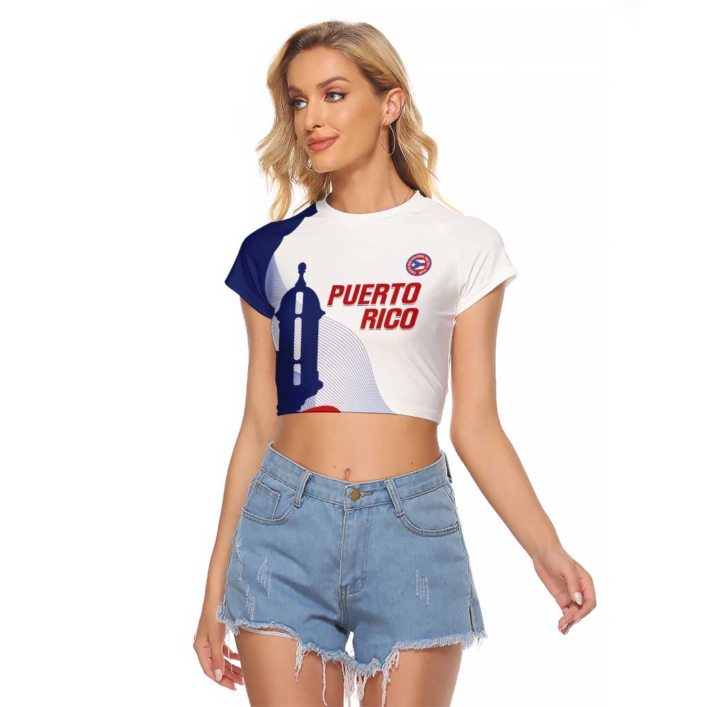 Custom Puerto Rico Football Raglan Cropped T Shirt Vamos Los Boricuas