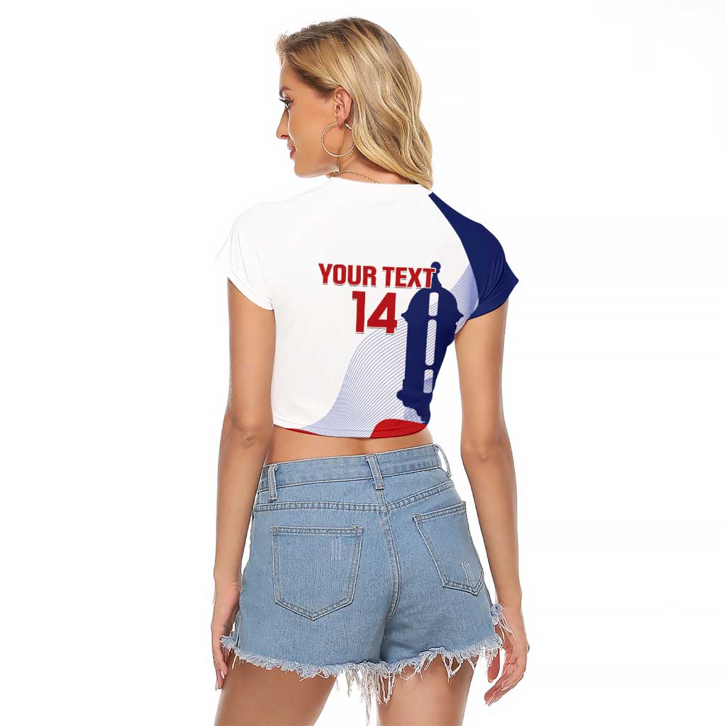 Custom Puerto Rico Football Raglan Cropped T Shirt Vamos Los Boricuas