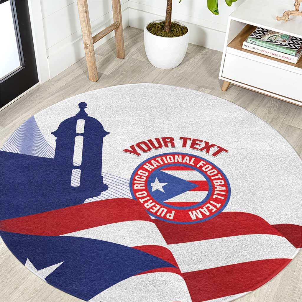 Custom Puerto Rico Football Round Carpet Vamos Los Boricuas