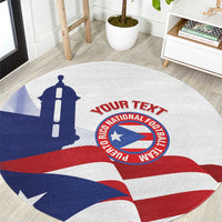 Custom Puerto Rico Football Round Carpet Vamos Los Boricuas