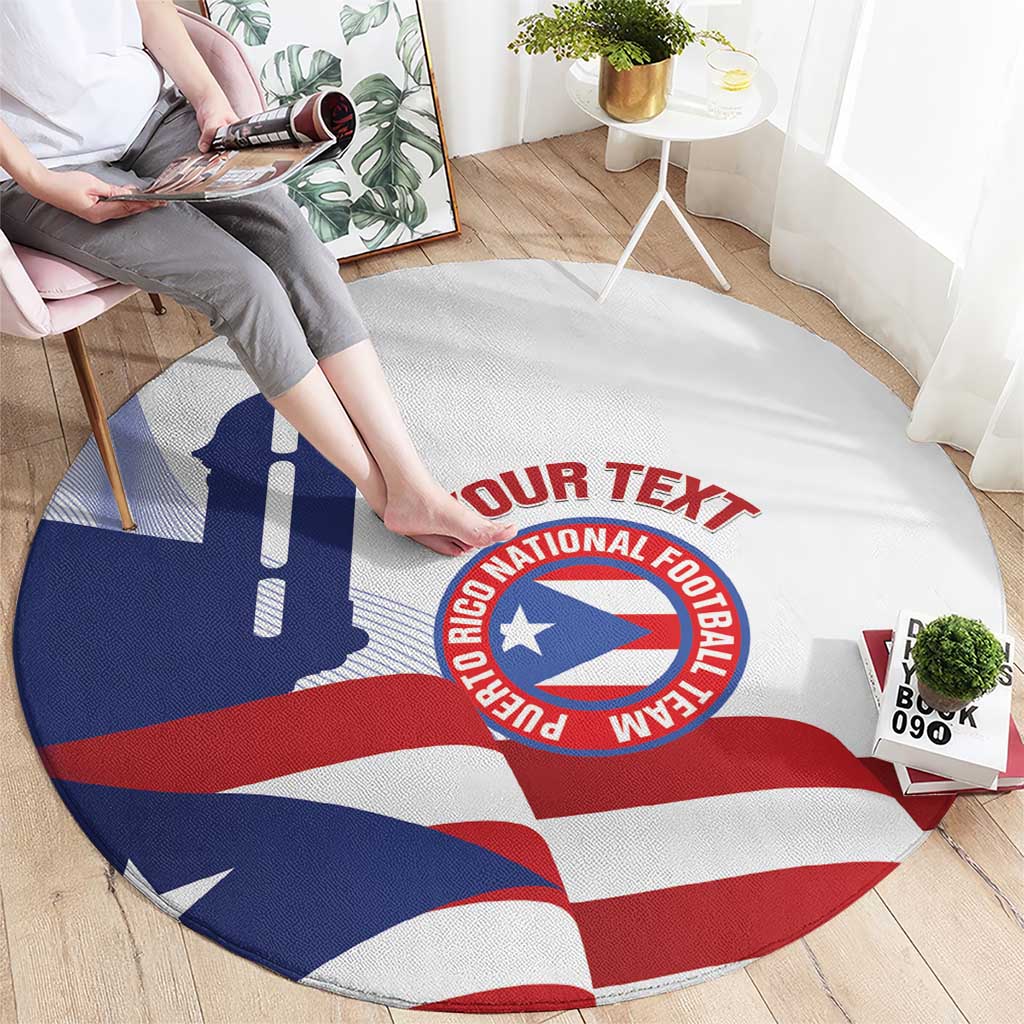 Custom Puerto Rico Football Round Carpet Vamos Los Boricuas