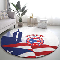 Custom Puerto Rico Football Round Carpet Vamos Los Boricuas