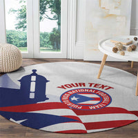 Custom Puerto Rico Football Round Carpet Vamos Los Boricuas