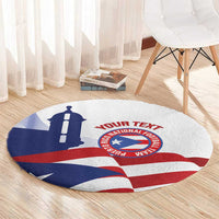 Custom Puerto Rico Football Round Carpet Vamos Los Boricuas