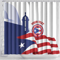Custom Puerto Rico Football Shower Curtain Vamos Los Boricuas