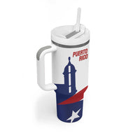 Custom Puerto Rico Football Tumbler With Handle Vamos Los Boricuas