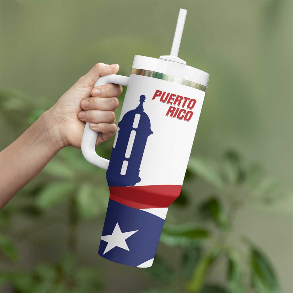Custom Puerto Rico Football Tumbler With Handle Vamos Los Boricuas