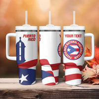 Custom Puerto Rico Football Tumbler With Handle Vamos Los Boricuas