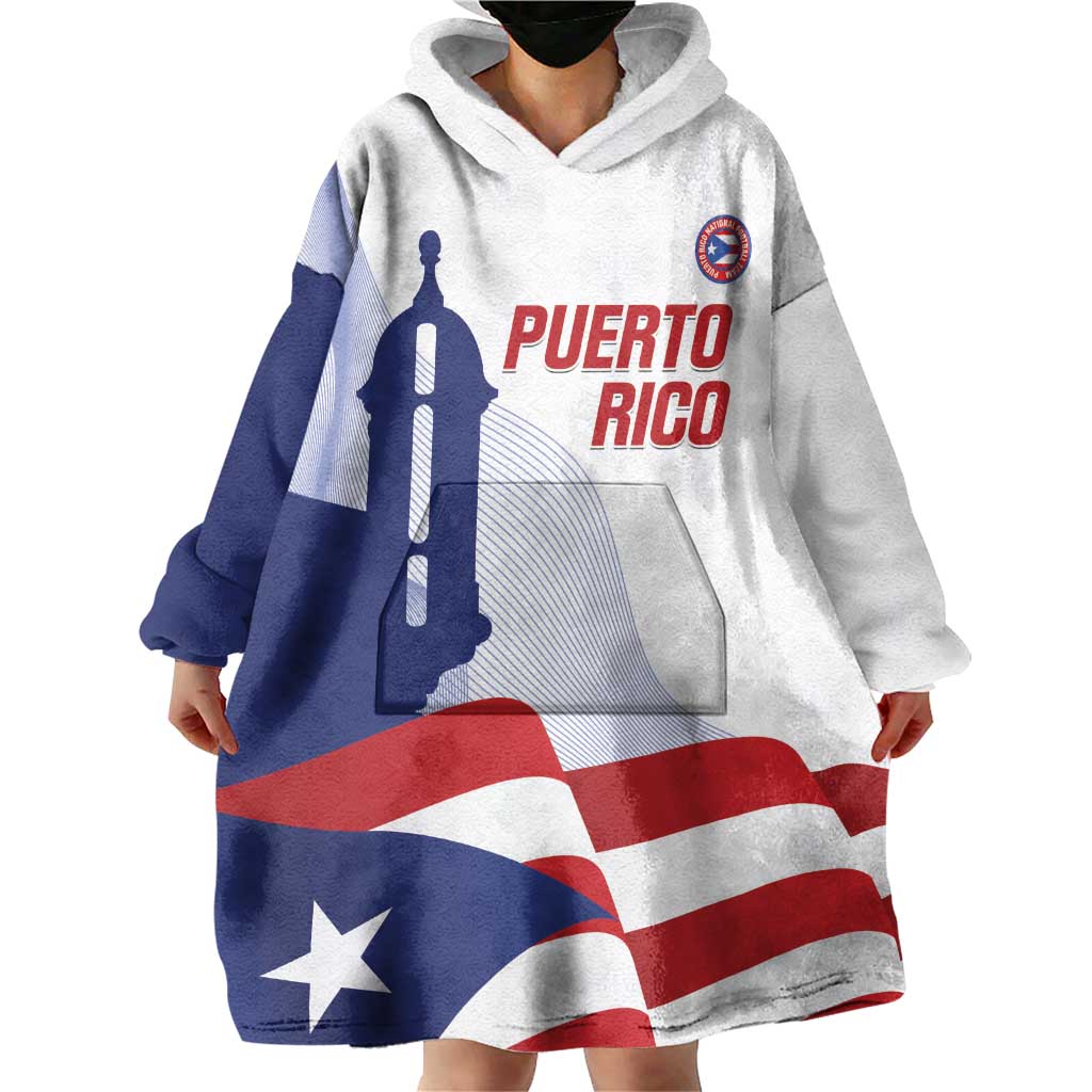 Custom Puerto Rico Football Wearable Blanket Hoodie Vamos Los Boricuas