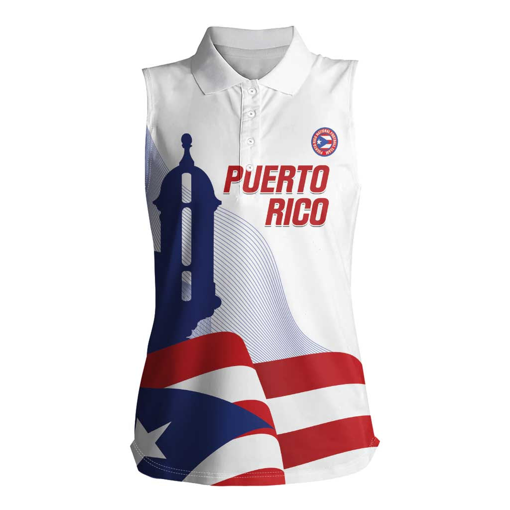 Custom Puerto Rico Football Women Sleeveless Polo Shirt Vamos Los Boricuas
