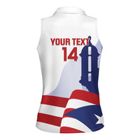 Custom Puerto Rico Football Women Sleeveless Polo Shirt Vamos Los Boricuas