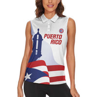 Custom Puerto Rico Football Women Sleeveless Polo Shirt Vamos Los Boricuas