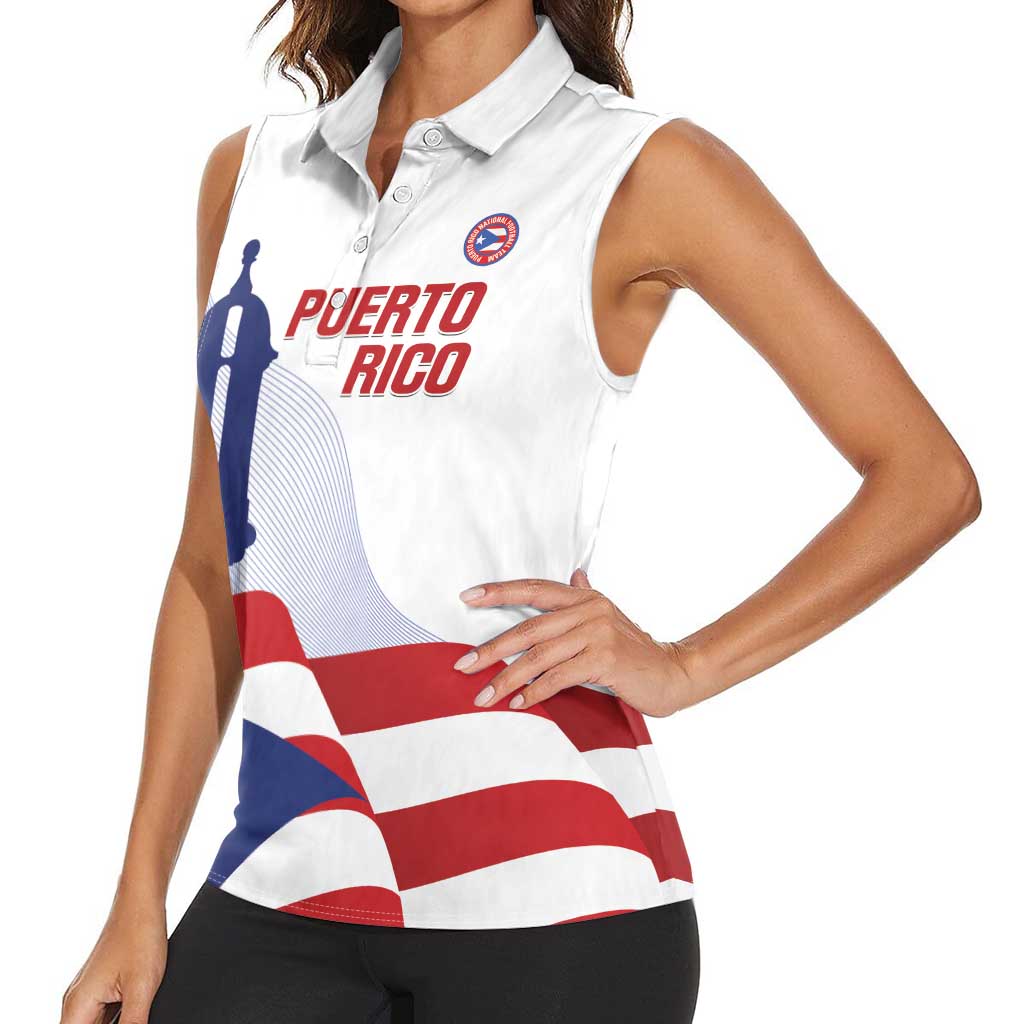 Custom Puerto Rico Football Women Sleeveless Polo Shirt Vamos Los Boricuas