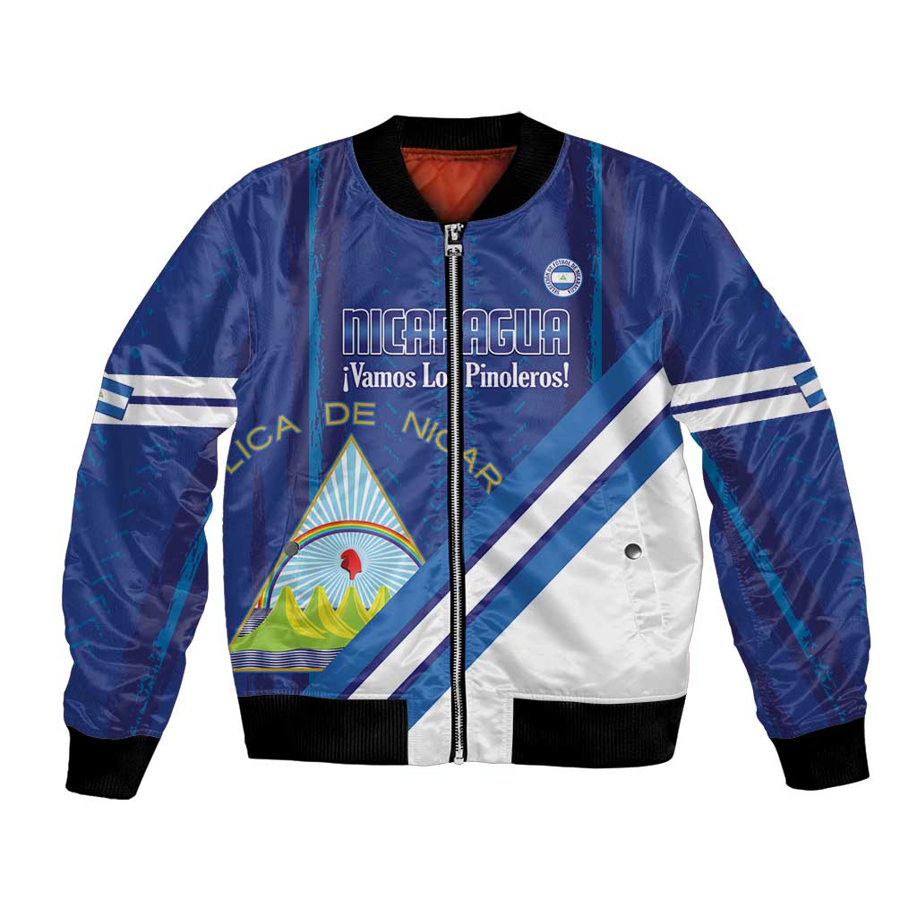 Custom Nicaragua Football Bomber Jacket Vamos Los Pinoleros