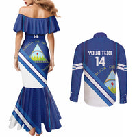 Custom Nicaragua Football Couples Matching Mermaid Dress and Long Sleeve Button Shirt Vamos Los Pinoleros