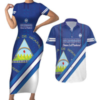 Custom Nicaragua Football Couples Matching Short Sleeve Bodycon Dress and Hawaiian Shirt Vamos Los Pinoleros