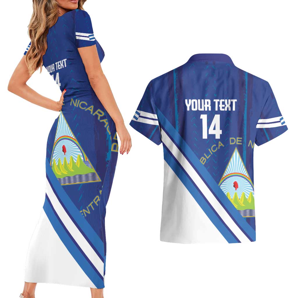 Custom Nicaragua Football Couples Matching Short Sleeve Bodycon Dress and Hawaiian Shirt Vamos Los Pinoleros