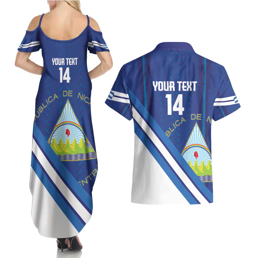 Custom Nicaragua Football Couples Matching Summer Maxi Dress and Hawaiian Shirt Vamos Los Pinoleros