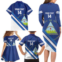 Custom Nicaragua Football Family Matching Long Sleeve Bodycon Dress and Hawaiian Shirt Vamos Los Pinoleros